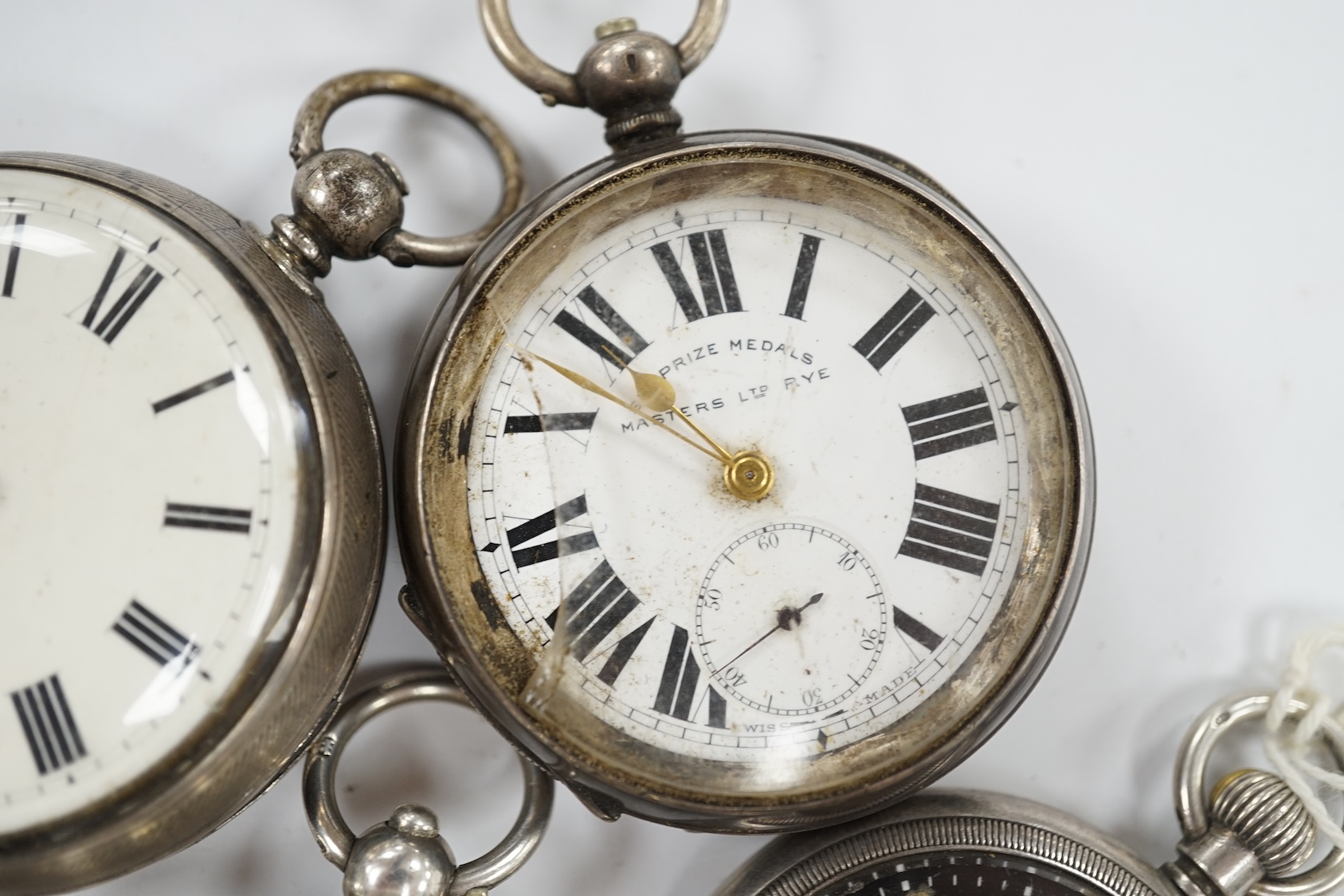 Five assorted pocket watches including two silver, one by John Whichcord of Maidstone. Condition - poor